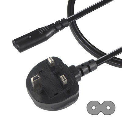 1.8M Schwarz 0,75mm BS Standard Stecker UK 3 Stift bis IEC C7 Wechselstromkabel mit individueller Länge