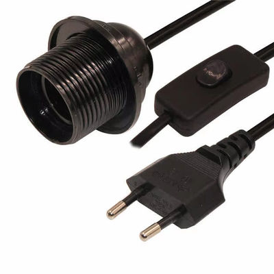 EU-Stecker zum E26-Glühbirnenkabel mit 303 Schalter für Tischlampen-Deckenleuchten 250V 4A