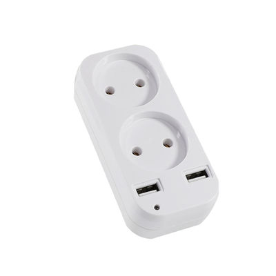 European Standard Dual AC Outlet Plug Adapter with 2 USB Charging Ports 250V 10A Wall Mount Power Converter