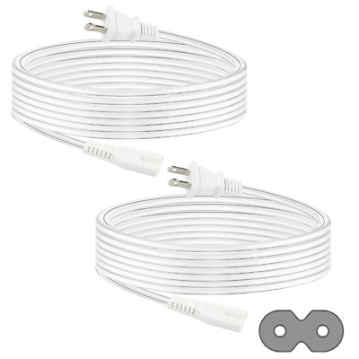 QIUCABLE TV Netzkabel - 2er-Pack 3m 2-poliger, nicht polarisierter Stecker NEMA 1-15P auf C7 Abbildung 8 Ersatz-Netzkabel (B0D7RKLTSJ)