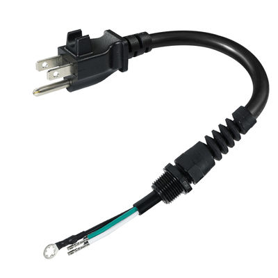 3P offenes Verlängerungskabel, NEMA 5-15P Stecker auf offene Drähte, 14AWG Stromkabel mit Zugentlastungs-Kabelclip, für Innen- und Außenbereich