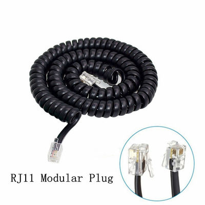 RJ9 RJ11 RJ12 Schwarze Telefonleitung Kabel Spirale Telefonkabel 24AWG 350MHz