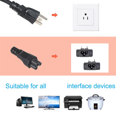 IEC5 Weibliche Endung 3-Spitze Wechselstromkabel 14AWG NEMA 5-15P Stecker in die Steckdose IEC 320 C5