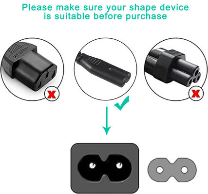VDE zugelassenes Stromkabel für Laptop mit EU 2PIN-Stecker und IEC C7 C8