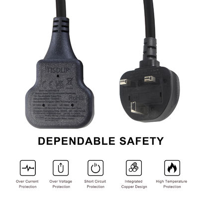 UK 3-poliges Verlängerungskabel 1M 13A 250V AC Netzkabel