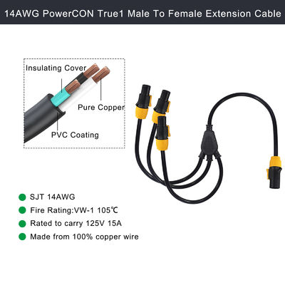 Nac3fca Innen- und Außenbereich 20A True1 Männlich auf 3 Weiblich Y Splitter PowerCON Kabel 1m-10m Länge