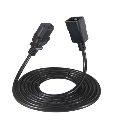 10A IEC Weibliche Endung C20 bis C13 Stromkabel VDE 2 Ft Schwarzes Verlängerungskabel