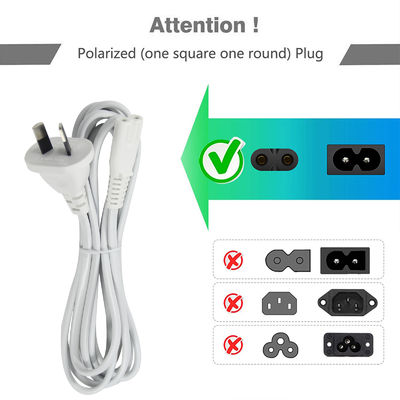 SAA bis IEC C7 Stromkabel 2-Pin AU Stecker 1M Weiß ROHS-zertifiziert