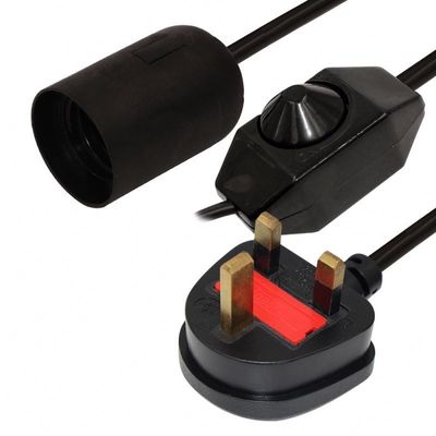 Salzlampenhalter E27 Stromkabel mit 6 Fuß H03VVH2-F 0,75mm/2C UK 3Pin Stecker