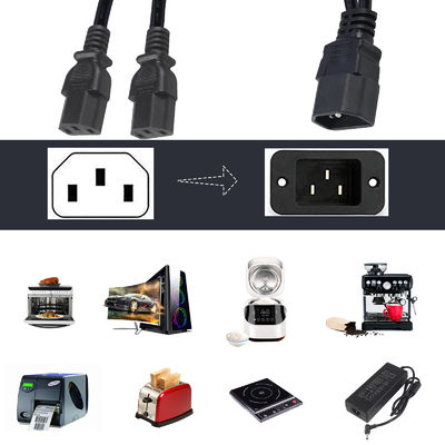 Dauerhafte OEM ODM Leistung C14 C13 3-Wege Splitter Verlängerungskabel 0,8m IP11