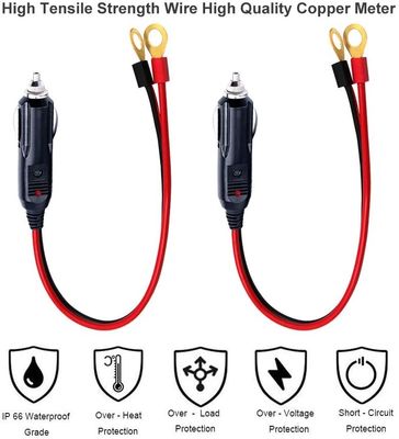 1M Spt-2 12V 24V Solarstromkabel Auto Zigarettenanzünder Männlicher Adapter zum 2 Ring Terminal