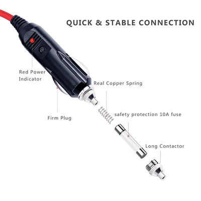 12V 24V Zigarettenanzünder-auf-Ringkabelschuh-Adapterkabel SPT-2 16AWG