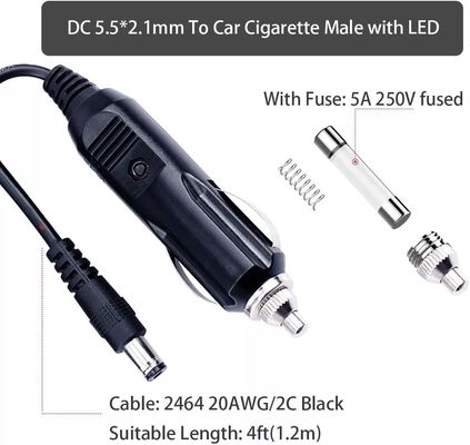 Portable DC12V Zigarettenschalter Kabel mit 5,5mm*2,1mm Stecker