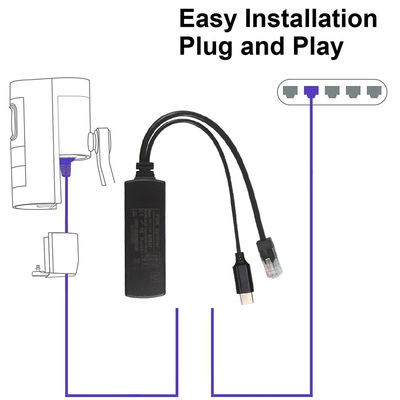 IEEE802.3af RJ45 TYPE-C Kabel 12v 24v 48v POE Splitter Strom über Ethernet-Adapter