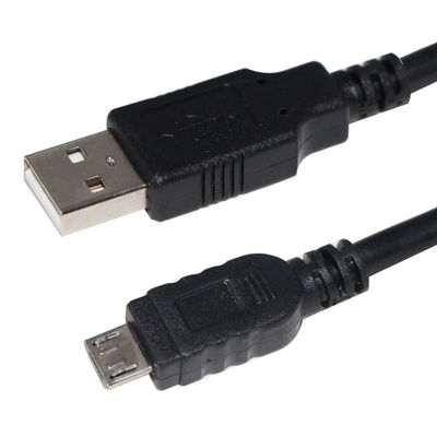 Schwarzes Micro-USB-Datenkabel für Kamera und MP3 1m 1,5m Zöpfschutz