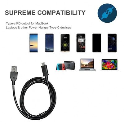 Folienschirm USB-Schnellladekabel Typ C 1m/3m Weiß/Schwarz