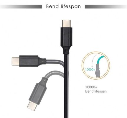 USB A bis Typ C Schnellladekabel 1m Schwarz Weiß