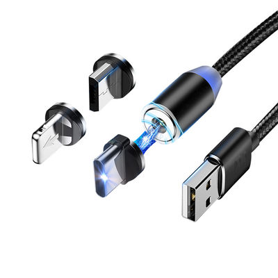 USB-Typ Micro-USB 360 Grad 3 in 1 Led-USB-Magnetadapterkabel zum schnellen Laden