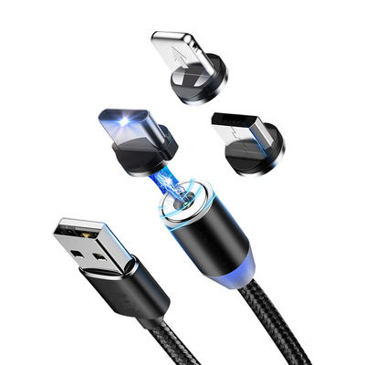 USB-Typ Micro-USB 360 Grad 3 in 1 Led-USB-Magnetadapterkabel zum schnellen Laden