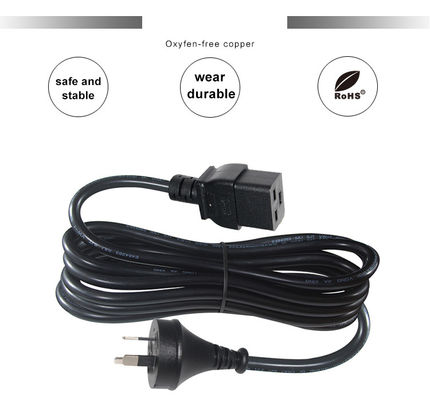 6ft PVC Jacket Australien 3 Stecker Stecker an IEC 60320 C19 Stromversorgungskabel für Server PDU