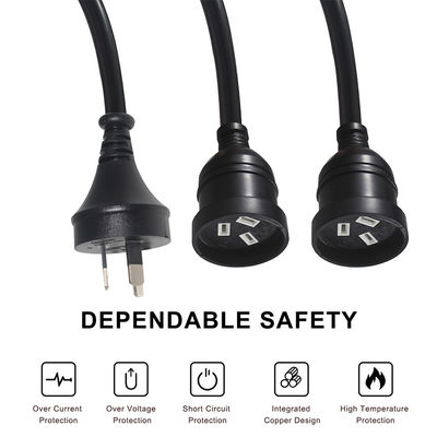 Australien Stecker H05vv-f 3g 3*0.5mm2/0.75mm2 IEC Stecker Stromkabel mit Doppelweibchen