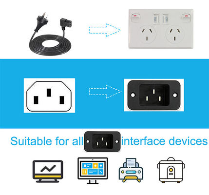 90 Grad Rechtswinkel C13 bis SAA 3Pin Stromkabel H05VV-F 3G*0.75mm2 1,2 M für PC-Monitor