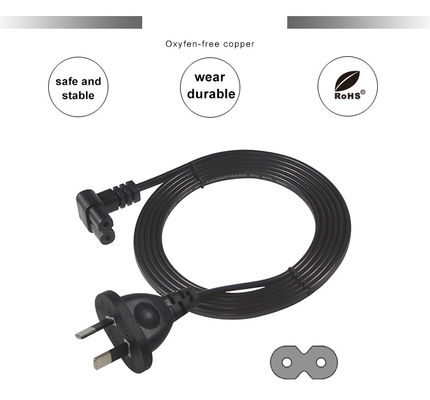 2m SAA Iec Stecker H03vvh2f 2X075mm2 australische 2 Spitzen Abbildung 8 Ac Kabel Ende Verlängerung Winkel C7 Stecker Stromkabel