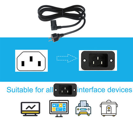 CEE7-7 auf Winkel C13 Netzkabel 1,8m PVC HO5VV-F3G