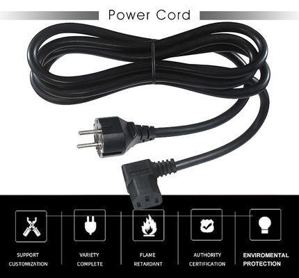 VDE Europäische Schuko Cee 77 7/7 250V H05vv-F 3G2.5 90 Grad C13 Stromkabel mit rechten Winkel