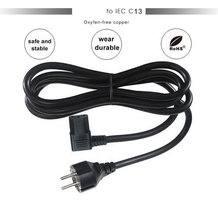 VDE Europäische Schuko Cee 77 7/7 250V H05vv-F 3G2.5 90 Grad C13 Stromkabel mit rechten Winkel