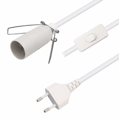 6 Fuß europäisches 2-Ping-AC-Stromverlängerungskabel E12 Set mit Drahtklemm und Edison-Lampensteckdose