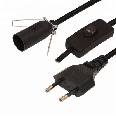 6 Fuß europäisches 2-Ping-AC-Stromverlängerungskabel E12 Set mit Drahtklemm und Edison-Lampensteckdose