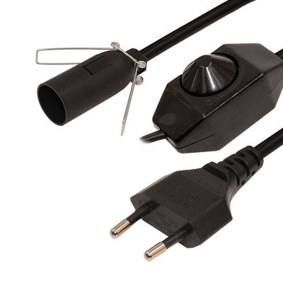 6 Fuß europäisches 2-Ping-AC-Stromverlängerungskabel E12 Set mit Drahtklemm und Edison-Lampensteckdose