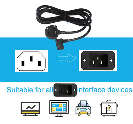 5m Stecker Reduktor B UK Stecker zu Iec 90 Grad C13 Stromkabel mit reinem Kupferleiter