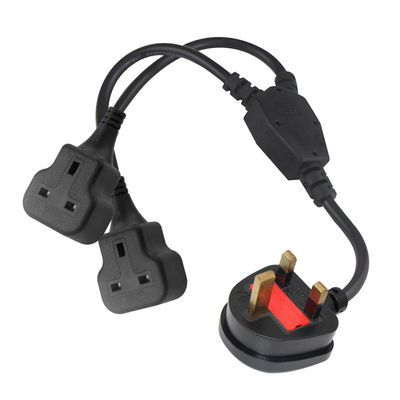 Kupfer 3 Drähte AC Stromkabel UK 3Pin Männlich zu Doppel weiblich Stecker Y Splitter England Kabel