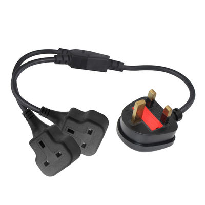 Kupfer 3 Drähte AC Stromkabel UK 3Pin Männlich zu Doppel weiblich Stecker Y Splitter England Kabel