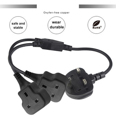 Kupfer 3 Drähte AC Stromkabel UK 3Pin Männlich zu Doppel weiblich Stecker Y Splitter England Kabel
