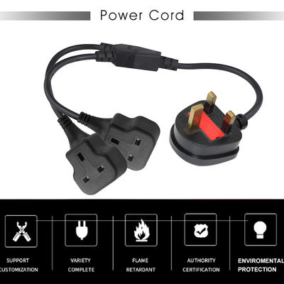 Kupfer 3 Drähte AC Stromkabel UK 3Pin Männlich zu Doppel weiblich Stecker Y Splitter England Kabel