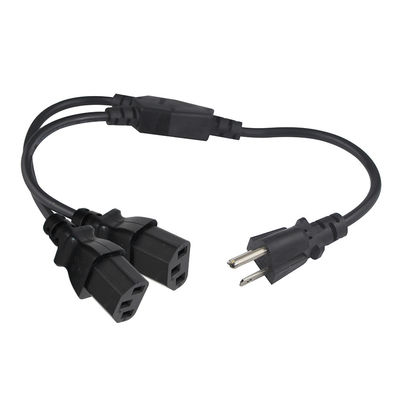 2 Steckdosen Y Splitter Computer Stromkabel mit Standard Nema 515P AC Stecker und C13 Einlass
