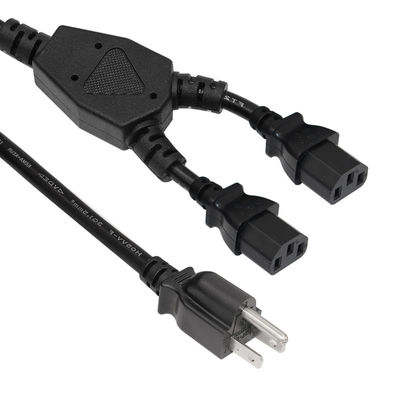 NEMA 5-15P auf 2x C13 Y-Splitter Netzkabel 16AWG 15A