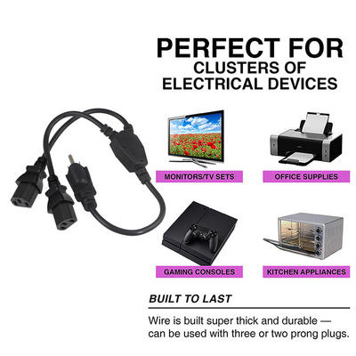 2 Steckdosen Y Splitter Computer Stromkabel mit Standard Nema 515P AC Stecker und C13 Einlass