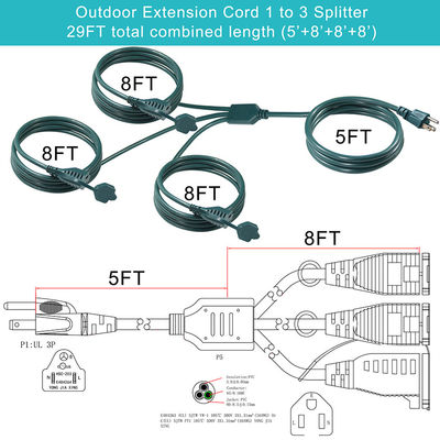 IP11 Grüne Farbe Mehrweg-US-Schnur 515P bis 3X Nema 515R Steckdose