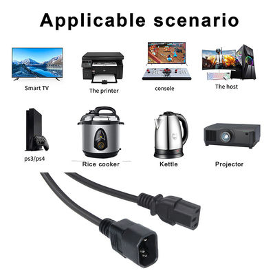 VDE-zertifizierte 3Ft IEC C13 bis C14-Verlängerungskabel für UPS-Desktop-PC