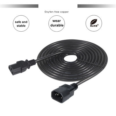 VDE-zertifizierte 3Ft IEC C13 bis C14-Verlängerungskabel für UPS-Desktop-PC