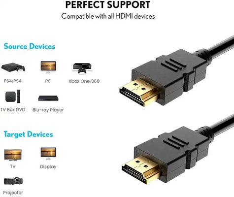 1M-30M Schwarzes 4K HDMI-Kabel mit Zopfschirm 24k Goldplattiert Männlich-Männlich 2.0 3D 60Hz