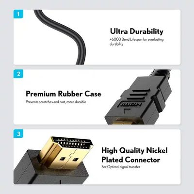 1M-30M Schwarzes 4K HDMI-Kabel mit Zopfschirm 24k Goldplattiert Männlich-Männlich 2.0 3D 60Hz