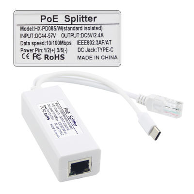 USB von 48 Volt POE Splitter zu 12V Kamera 802.3af USB Typ C Single Lan Port 1A 1.2A