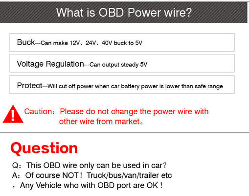 5V 12V Autoladegerät Stromverlängerungskabel OBD-2 bis Typ C USB-C Kabel für Dashcam