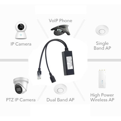 1Gbps Schalter Kapazität PoE Splitter 48V bis 5V 2.4A USB Typ A Weiblich 802.3af Power Over Ethernet