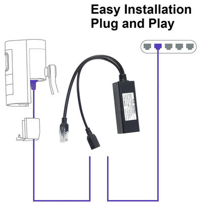 1Gbps Schalter Kapazität PoE Splitter 48V bis 5V 2.4A USB Typ A Weiblich 802.3af Power Over Ethernet